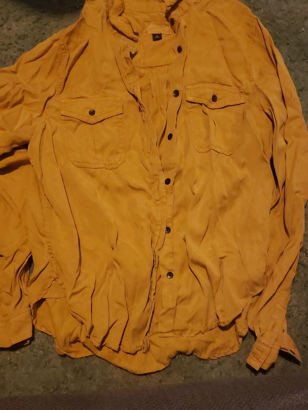 Womens Mustard Button-Up Shirt - Casual Utility Style